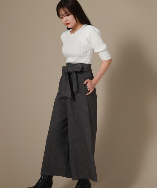 Cheek（チーク）の「ワイドリボンフレアーパンツ（その他パンツ・レディース・ベージュ/ネイビー/ブラウン・SMALL/MEDIUM）」の8枚目の写真