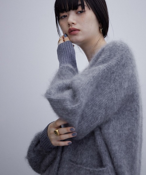 ADAM ET ROPE'（アダムエロペ）の「モヘヤカーディガン（カーディガン/ボレロ・レディース・ブラック/グレー/ピンク・FREE）」の4枚目の写真