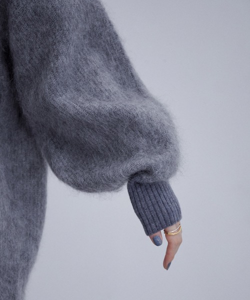 ADAM ET ROPE'（アダムエロペ）の「モヘヤカーディガン（カーディガン/ボレロ・レディース・ブラック/グレー/ピンク・FREE）」の7枚目の写真