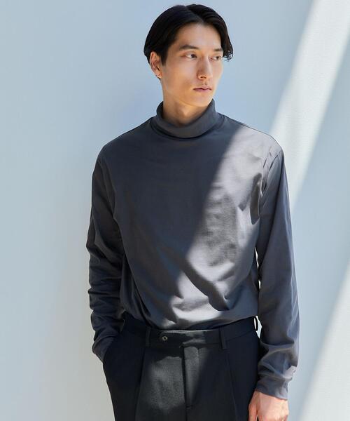 green label relaxing(グリーンレーベルリラクシング)の「SUVIN タートルネック 長袖 カットソー(Tシャツ/カットソー・メンズ・ホワイト/ベージュ/ダークグレー・S/M/L/XL)」の1枚目の写真