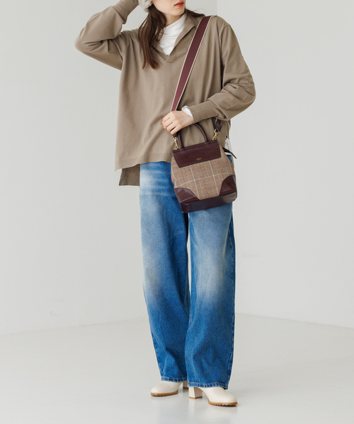 LOWELL things（ロウェル　シングス）の「Stride/TOPハンドル2WAY BAG mini（ショルダーバッグ・レディース・ブラック/ブラウン/ストライプ・フリー）」の9枚目の写真