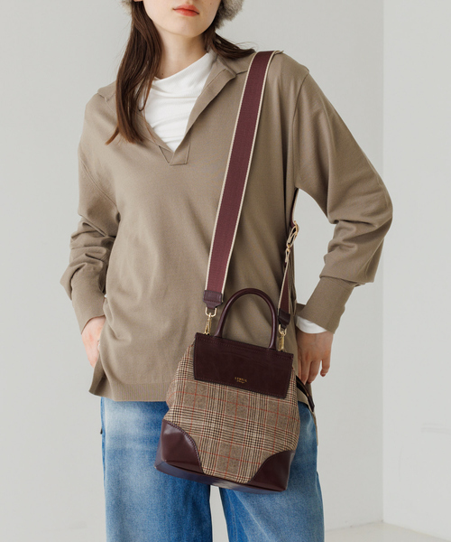 LOWELL things（ロウェル　シングス）の「Stride/TOPハンドル2WAY BAG mini（ショルダーバッグ・レディース・ブラック/ブラウン/ストライプ・フリー）」の5枚目の写真