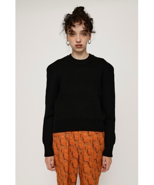 SLY（スライ）の「MILANO RIB ROUND SHOULDER TOPS ミラノリブ ラウンドショルダー トップス ニット プルオーバー（ニット/セーター・レディース・ブラック/オレンジ/ブルー/アイボリー・FREE）」の16枚目の写真