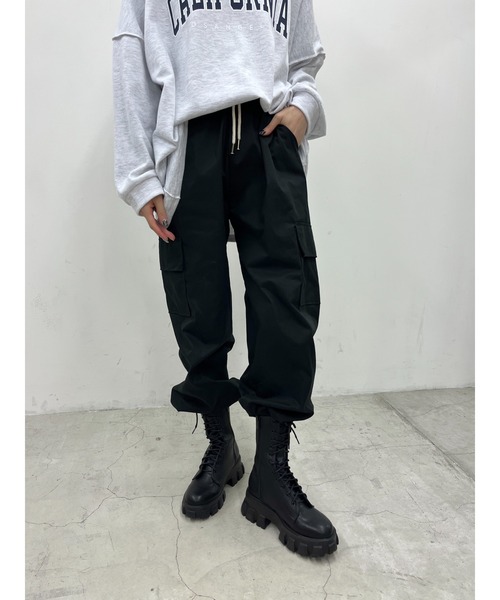 WC(ダブル シー)の「ワイドカーゴパンツ(カーゴパンツ・レディース・ブラック/ベージュ・FREE)」の5枚目の写真