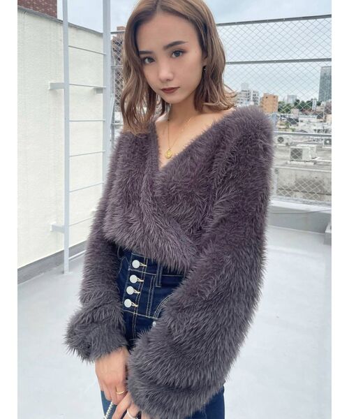 EMODA(エモダ)の「2WAYシャギーニット(ニット/セーター・レディース・ブラック/グレー/アイボリー/ベージュ・FREE)」の10枚目の写真