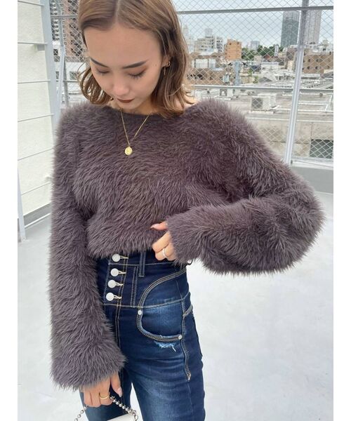 EMODA(エモダ)の「2WAYシャギーニット(ニット/セーター・レディース・ブラック/グレー/アイボリー/ベージュ・FREE)」の14枚目の写真