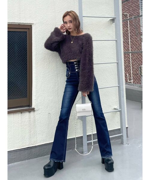 EMODA(エモダ)の「2WAYシャギーニット(ニット/セーター・レディース・ブラック/グレー/アイボリー/ベージュ・FREE)」の6枚目の写真