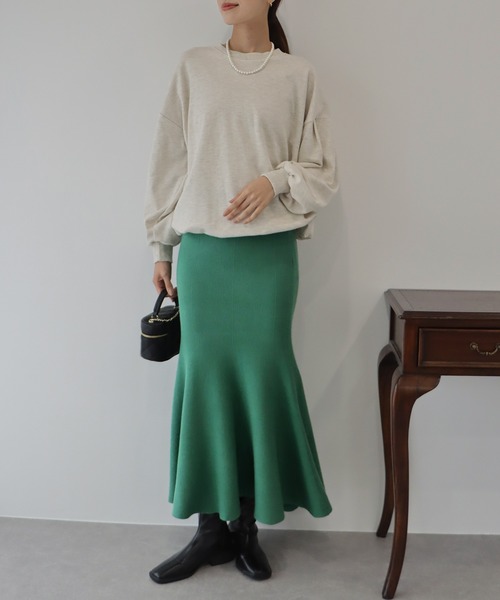 BLUEEAST（ブルーイースト）の「ニットマーメイドスカート（スカート・レディース・ブラック/ベージュ/グレー/グリーン/アイボリー・MEDIUM）」の13枚目の写真
