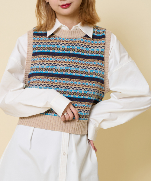 U by SPICK&SPAN - 【新品】spick and span フェアアイルニットベスト U by SPICK&SPAN（ユーバイスピックアンドスパン）の「フェア