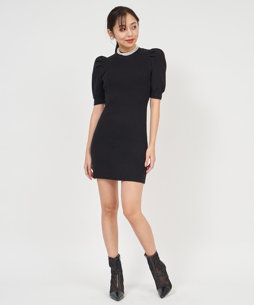 ROYAL PARTY（ロイヤルパーティー）の「アームウォーマー付タイトミニワンピース（ワンピース・レディース・パープル/ブラック/オフホワイト・FREE）」の16枚目の写真