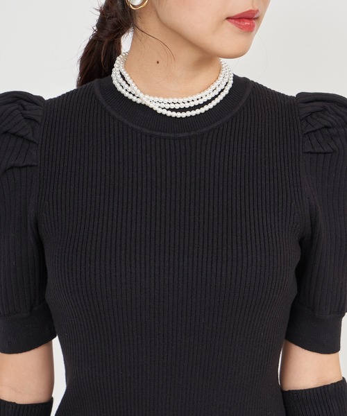 ROYAL PARTY（ロイヤルパーティー）の「アームウォーマー付タイトミニワンピース（ワンピース・レディース・パープル/ブラック/オフホワイト・FREE）」の12枚目の写真