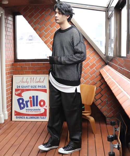 8(eight)(エイト)の「メッシュクルーニット(ニット/セーター・メンズ・ブラック/オフホワイト・MEDIUM/LARGE)」の18枚目の写真