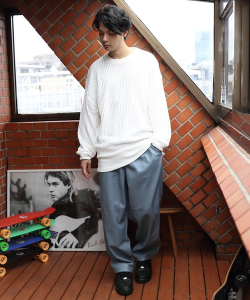 8(eight)(エイト)の「メッシュクルーニット(ニット/セーター・メンズ・ブラック/オフホワイト・MEDIUM/LARGE)」の12枚目の写真