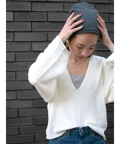 Ungrid（アングリッド）の「テープヤーン深Ｖネックニット（ニット/セーター・レディース・アイボリー/ミント/パープル・FREE）」の19枚目の写真