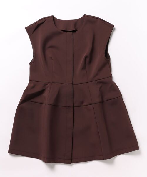 UR'S（ユアーズ）の「ボンディングペプラムトップス／ジレ（ベスト・レディース・ホワイト/ブラック/ネイビー/ライトブルー/ダークブラウン・S/M/L）」の3枚目の写真