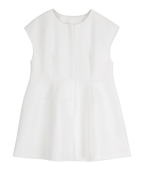 UR'S（ユアーズ）の「ボンディングペプラムトップス／ジレ（ベスト・レディース・ホワイト/ブラック/ネイビー/ライトブルー/ダークブラウン・S/M/L）」の6枚目の写真