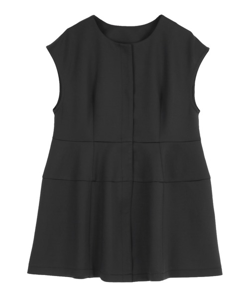 UR'S（ユアーズ）の「ボンディングペプラムトップス／ジレ（ベスト・レディース・ホワイト/ブラック/ネイビー/ライトブルー/ダークブラウン・S/M/L）」の7枚目の写真