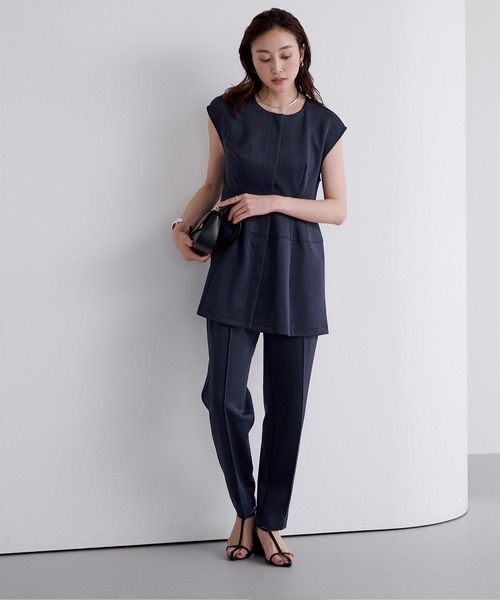 UR'S（ユアーズ）の「ボンディングペプラムトップス／ジレ（ベスト・レディース・ホワイト/ブラック/ネイビー/ライトブルー/ダークブラウン・S/M/L）」の20枚目の写真