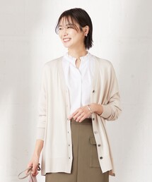 【洗える】 シルキーレーヨンストレッチ Ｖネック カーディガン
