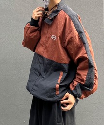 【Snap club】サークル刺繍 バイカラーナイロンジャケット