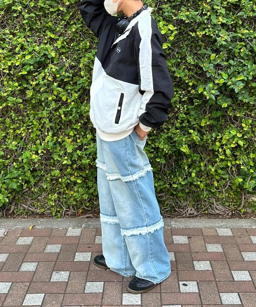 Snap club(スナップクラブ)の「【Snap club】サークル刺繍 バイカラーナイロンジャケット(ブルゾン・レディース・グリーン/ブラック/ブルー/ブラウン/オレンジ・M/L)」の20枚目の写真