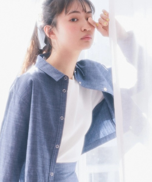 earth music&ecology（アースミュージックアンドエコロジー）の「ドットボタン5分袖リブプルオーバー（Tシャツ/カットソー・レディース・ブラック/オフホワイト/ピンク/ブルー・S/M）」の20枚目の写真