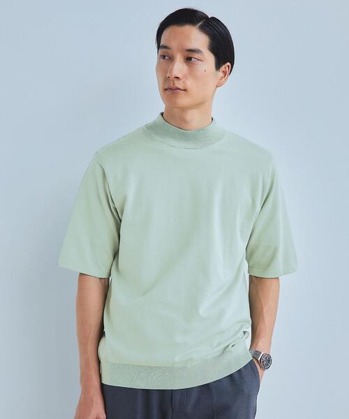 green label relaxing（グリーンレーベルリラクシング）の「スビン 天竺 モックネックT 半袖 ニット（ニット/セーター・メンズ・ロイヤルブルー/ホワイト/ライム・L/M/S/XL）」の2枚目の写真