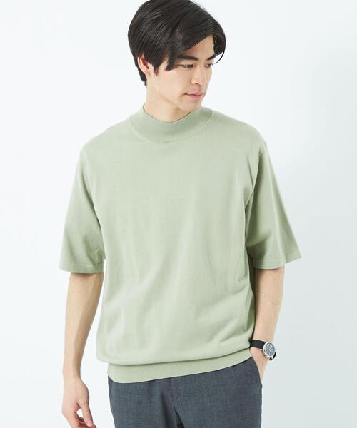 green label relaxing（グリーンレーベルリラクシング）の「スビン 天竺 モックネックT 半袖 ニット（ニット/セーター・メンズ・ロイヤルブルー/ホワイト/ライム・L/M/S/XL）」の12枚目の写真