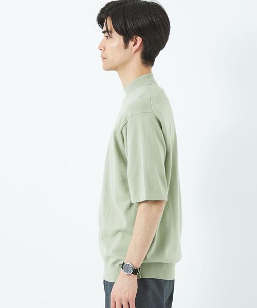 green label relaxing（グリーンレーベルリラクシング）の「スビン 天竺 モックネックT 半袖 ニット（ニット/セーター・メンズ・ロイヤルブルー/ホワイト/ライム・L/M/S/XL）」の6枚目の写真