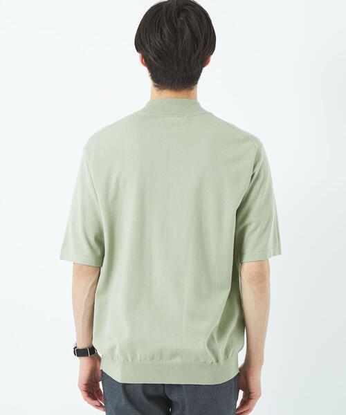 green label relaxing（グリーンレーベルリラクシング）の「スビン 天竺 モックネックT 半袖 ニット（ニット/セーター・メンズ・ロイヤルブルー/ホワイト/ライム・L/M/S/XL）」の5枚目の写真