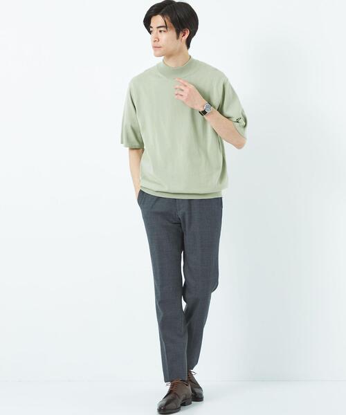 green label relaxing（グリーンレーベルリラクシング）の「スビン 天竺 モックネックT 半袖 ニット（ニット/セーター・メンズ・ロイヤルブルー/ホワイト/ライム・L/M/S/XL）」の13枚目の写真