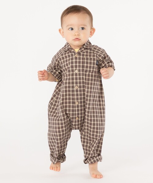 SHIPS（シップス）の「SHIPS KIDS:オープンカラー 半袖 ロンパース（ロンパース・キッズ・キャメル/ライトブルー・80/70）」の2枚目の写真