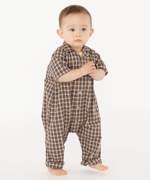 SHIPS（シップス）の「SHIPS KIDS:オープンカラー 半袖 ロンパース（ロンパース・キッズ・キャメル/ライトブルー・80/70）」の7枚目の写真