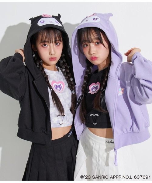 ANAP GｉRL（アナップガール）の「ANAPGIRL×クロミクロップドパーカー（パーカー・キッズ・ブラック/ラベンダー・S/M/XS）」の19枚目の写真