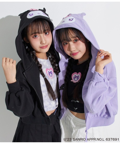 ANAP GｉRL（アナップガール）の「ANAPGIRL×クロミクロップドパーカー（パーカー・キッズ・ブラック/ラベンダー・S/M/XS）」の6枚目の写真