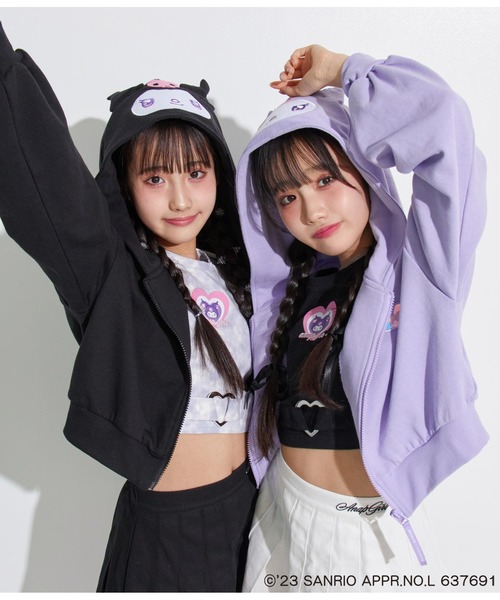 ANAP GｉRL（アナップガール）の「ANAPGIRL×クロミクロップドパーカー（パーカー・キッズ・ブラック/ラベンダー・S/M/XS）」の11枚目の写真