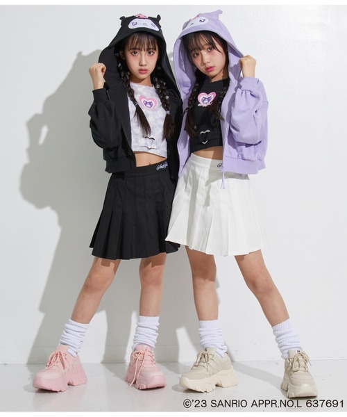 ANAP GｉRL（アナップガール）の「ANAPGIRL×クロミクロップドパーカー（パーカー・キッズ・ブラック/ラベンダー・S/M/XS）」の14枚目の写真
