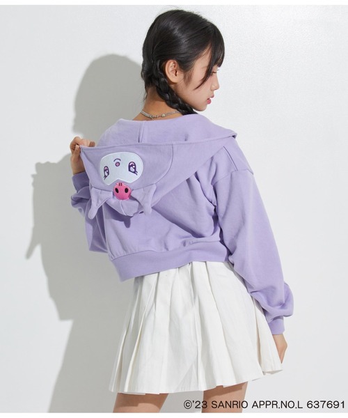 ANAP GｉRL（アナップガール）の「ANAPGIRL×クロミクロップドパーカー（パーカー・キッズ・ブラック/ラベンダー・S/M/XS）」の7枚目の写真