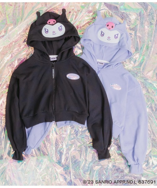 ANAP GｉRL（アナップガール）の「ANAPGIRL×クロミクロップドパーカー（パーカー・キッズ・ブラック/ラベンダー・S/M/XS）」の4枚目の写真