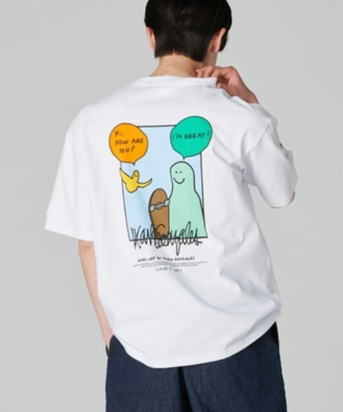 (What it isNt)ART BY MARKGONZALES(ワットイットイズント)の「【(What it isNt)】グラフィックプリントT(Tシャツ/カットソー・メンズ・ホワイト×ブラック/グリーン/サックスブルー/ブラック/イエロー/ホワイト・S/XL/M/L)」の1枚目の写真