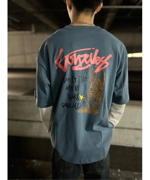 (What it isNt)ART BY MARKGONZALES(ワットイットイズント)の「【(What it isNt)】グラフィックプリントT(Tシャツ/カットソー・メンズ・ホワイト×ブラック/グリーン/サックスブルー/ブラック/イエロー/ホワイト・S/XL/M/L)」の20枚目の写真
