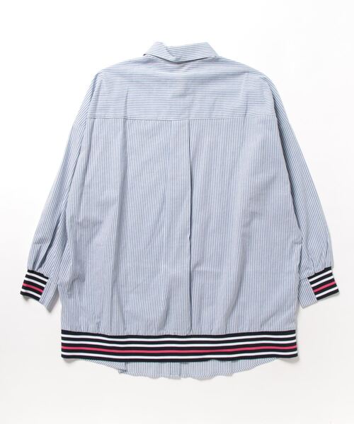 Q（キュー）の「リブドッキングシャツ（シャツ/ブラウス・レディース・ブルー系/アイボリー/ネイビー×ホワイト・MEDIUM）」の20枚目の写真