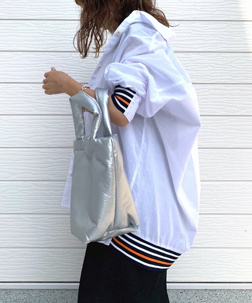 Q（キュー）の「リブドッキングシャツ（シャツ/ブラウス・レディース・ブルー系/アイボリー/ネイビー×ホワイト・MEDIUM）」の12枚目の写真