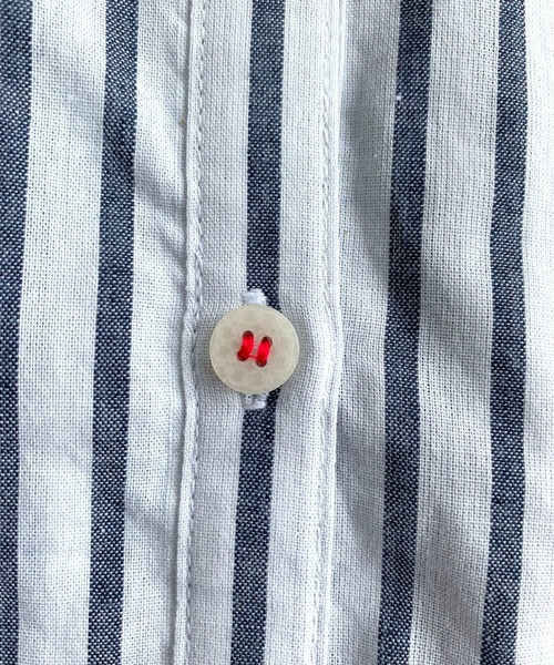 Q（キュー）の「リブドッキングシャツ（シャツ/ブラウス・レディース・ブルー系/アイボリー/ネイビー×ホワイト・MEDIUM）」の11枚目の写真