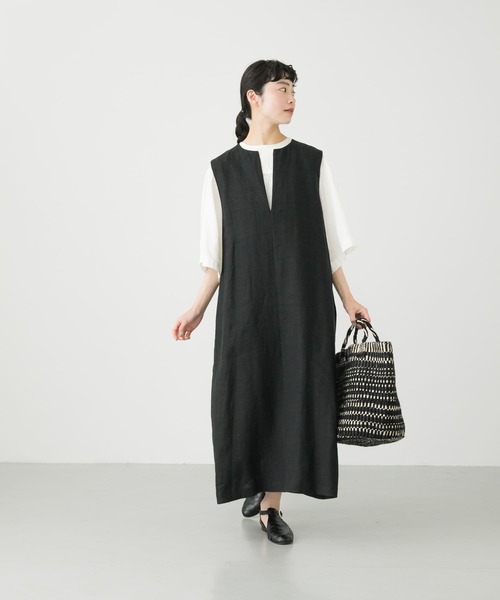 かぐれ(カグレ)の「『2サイズ展開』リネンボックスワンピース(ワンピース・レディース・ベージュ/ブラック・1/2)」の16枚目の写真