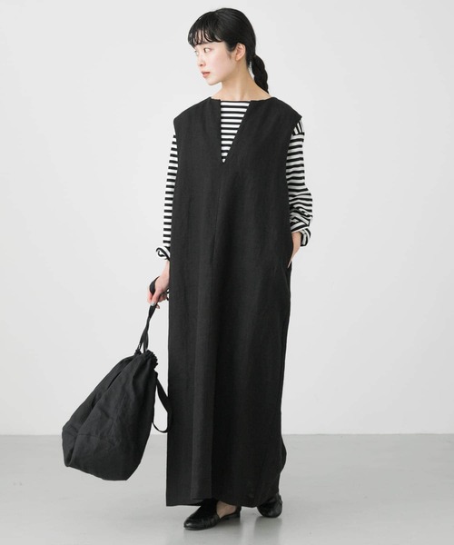 かぐれ（カグレ）の「『2サイズ展開』リネンボックスワンピース