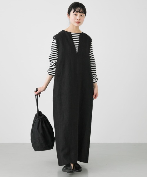 かぐれ（カグレ）の「『2サイズ展開』リネンボックスワンピース