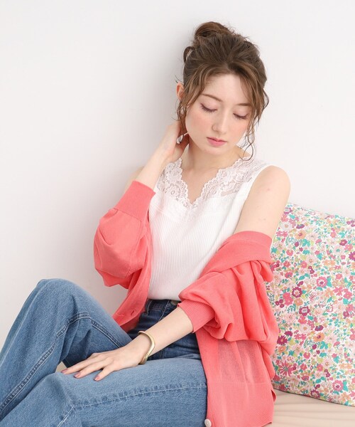 DRESKIP（ドレスキップ）の「◆【吸水速乾】インナーもかわいく! 衿レースタンクトップ（タンクトップ・レディース・ブラック/オフホワイト/サンドベージュ・02/03/04）」の12枚目の写真