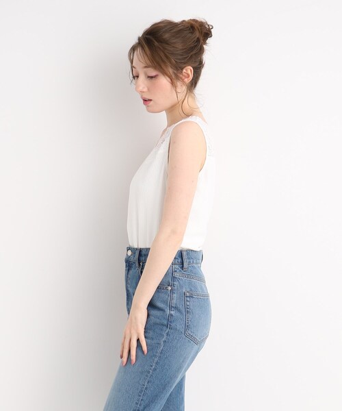 DRESKIP（ドレスキップ）の「◆【吸水速乾】インナーもかわいく! 衿レースタンクトップ（タンクトップ・レディース・ブラック/オフホワイト/サンドベージュ・02/03/04）」の15枚目の写真