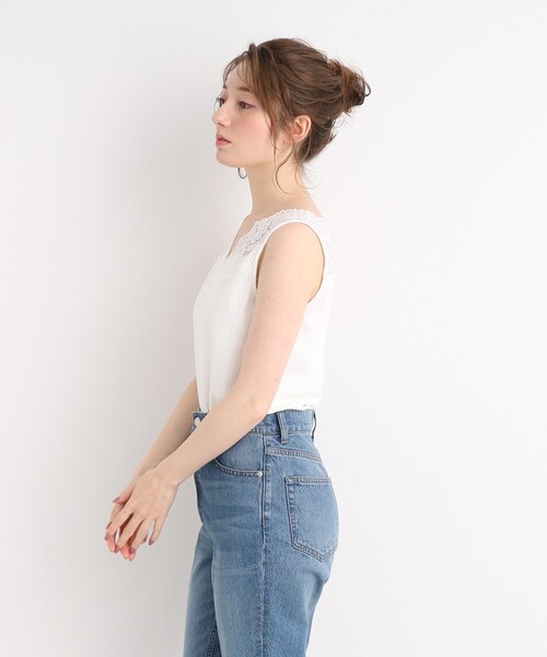 DRESKIP（ドレスキップ）の「◆【吸水速乾】インナーもかわいく! 衿レースタンクトップ（タンクトップ・レディース・ブラック/オフホワイト/サンドベージュ・02/03/04）」の16枚目の写真